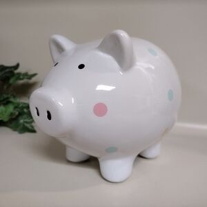 White Polka Dot Piggy Bank